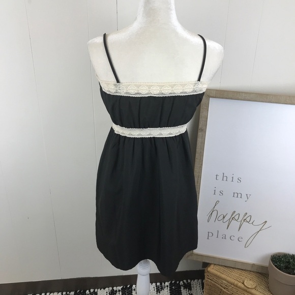 Roxy black dress cream lace trim Small - Picture 3 of 8